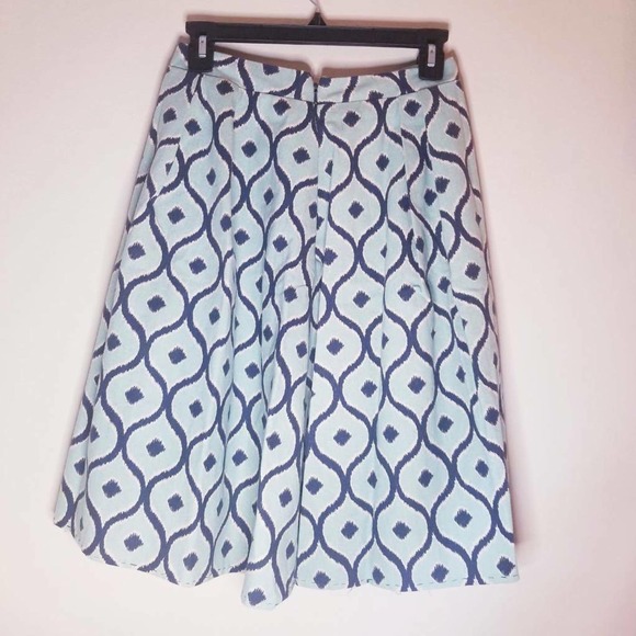 Mirelle Full Skirt Green Geometric 100% Cotton M - Picture 6 of 10